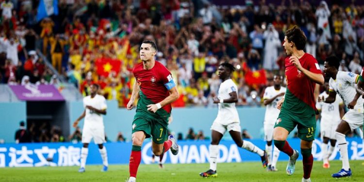 Cristiano Ronaldo celebrando su gol a Ghana