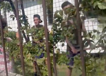 hombre amenaza a su mama con una pala