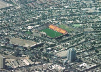 Vista aérea del Estadio Santa Laura