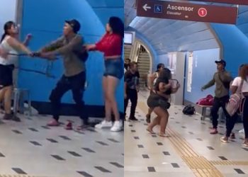 violenta pelea aterrotiza a usuarios del metro de santiago