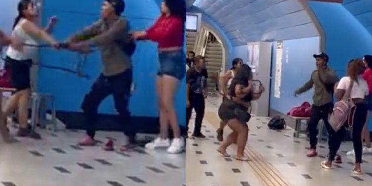 violenta pelea aterrotiza a usuarios del metro de santiago