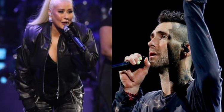 cibernautas bombardean a adam levine tras show de christina aguilera