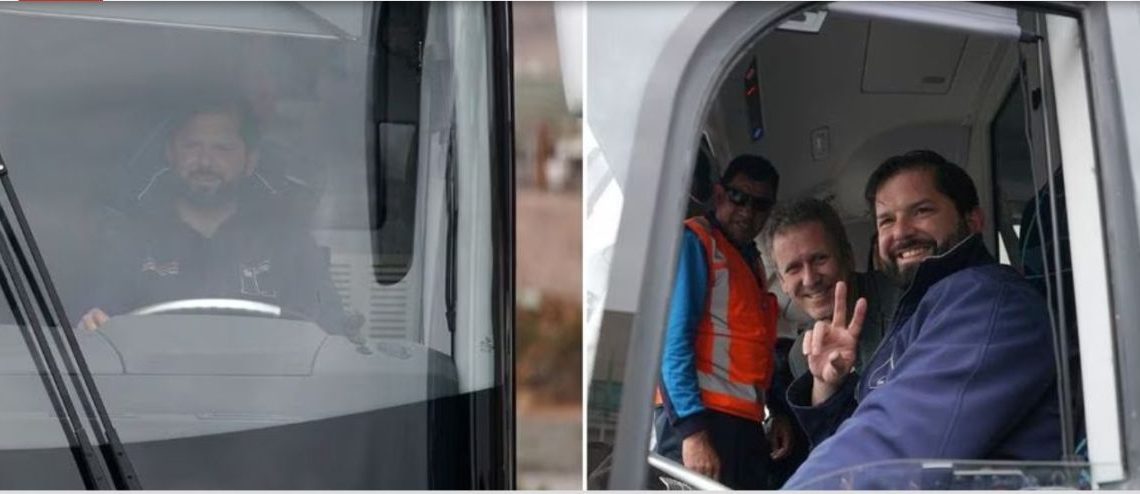 Gabriel Boric condujo un bus