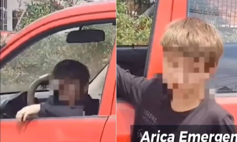 El insólito registro de un niño de 10 años manejando un auto en Arica