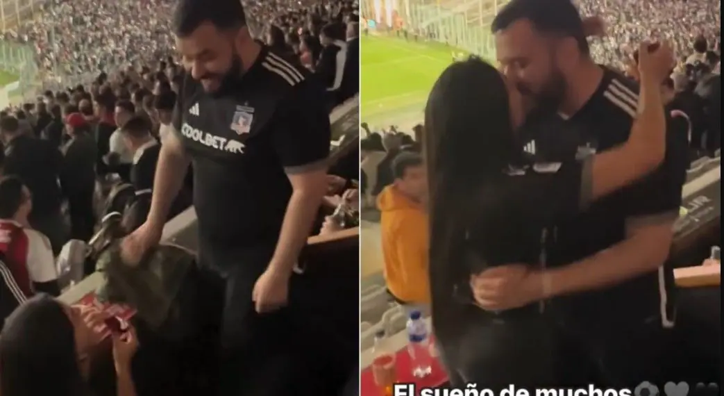 La ovacionada propuesta de matrimonio de hincha a su novio en partido de Colo Colo