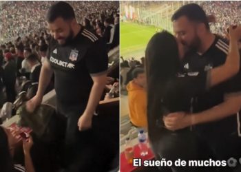 La ovacionada propuesta de matrimonio de hincha a su novio en partido de Colo Colo