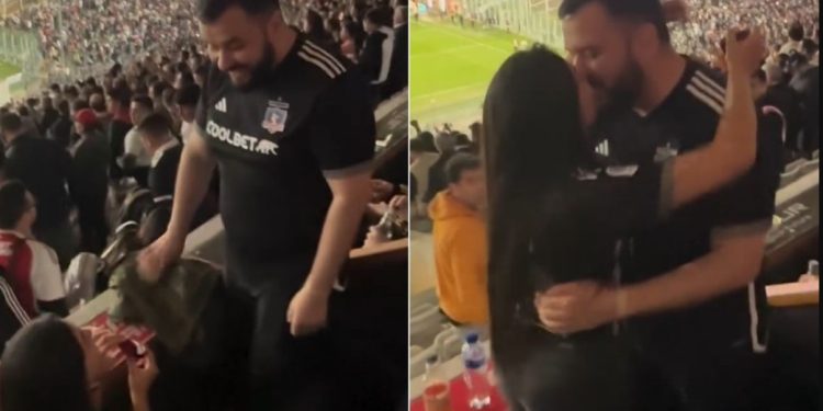 La ovacionada propuesta de matrimonio de hincha a su novio en partido de Colo Colo