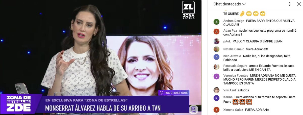 Adriana Barrientos reaparece en Zona de Estrellas tras polémica con Claudia Schmidt